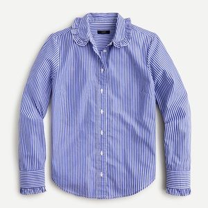 NWT: J Crew Ruffle Collar Poplin Shirt